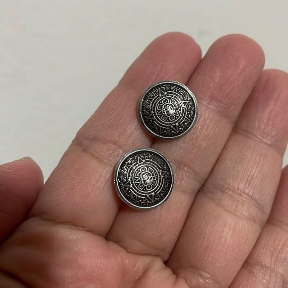 Aztec Design Silver Earrings - Picture 1 of 4